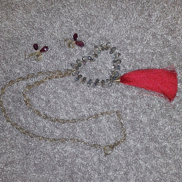 Jewelry - 4/$18 Handmade mexico red heart tassel jewelry set